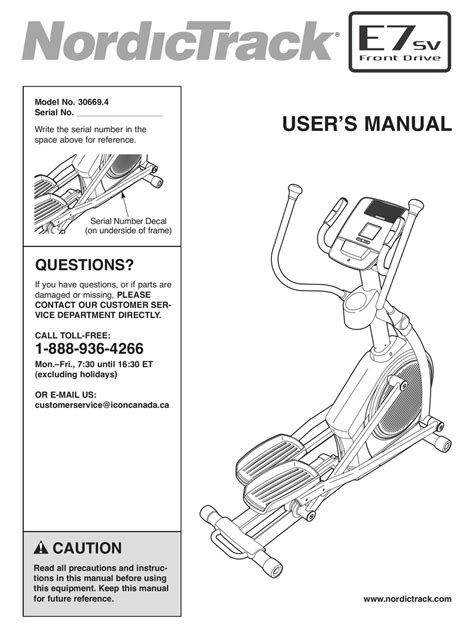nordictrack elliptical parts pdf manual
